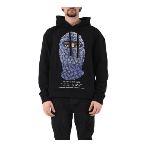 Bloemenprint hoodie met voorvak IH NOM UH NIT , Black , Heren