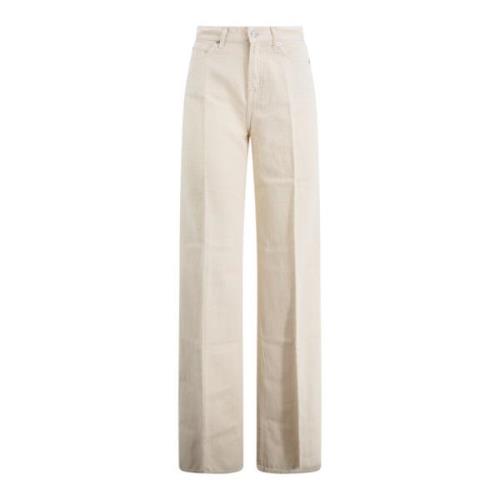 Wide Trousers 7 For All Mankind , Beige , Dames