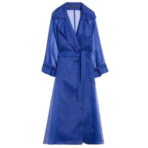 Blauwe Zijden Organza Tuxedo Jas Max Mara , Blue , Dames