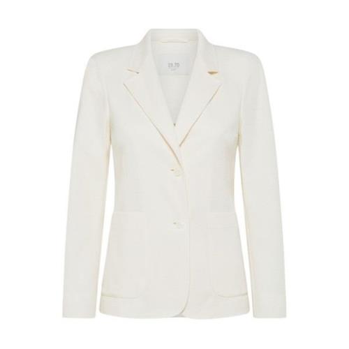 Blazer met Diagonaal Gebreide Revers Seventy , White , Dames