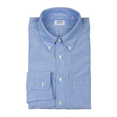 Heldere Blauwe Slim Fit Overhemd Aspesi , Blue , Heren