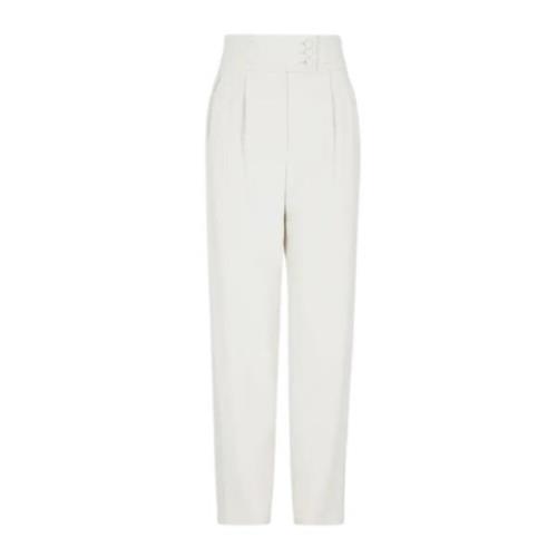 Straight Leg Ice White Belted Broek Giorgio Armani , Gray , Dames