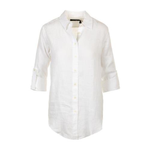 Karrie Lange Mouw Wit Overhemd Ralph Lauren , White , Dames