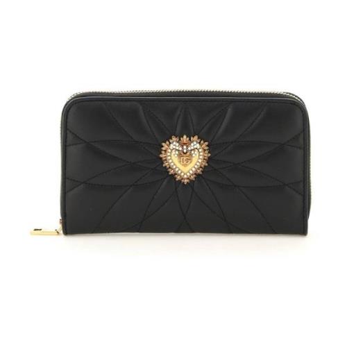 Gewatteerde Nappa Leren Ritsportemonnee Dolce & Gabbana , Black , Dame...