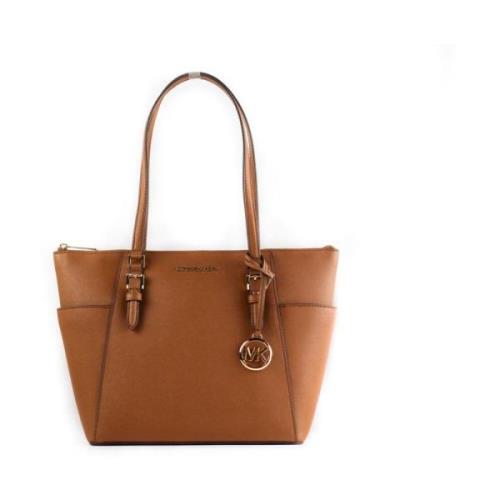 Logo Charm Zip Tote Handtas Michael Kors , Brown , Dames