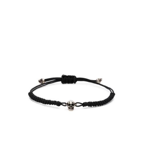 Zwarte Skull Armband met Verstelbaar Koord Alexander McQueen , Black ,...