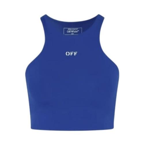 Sleeveless Tops Off White , Blue , Dames