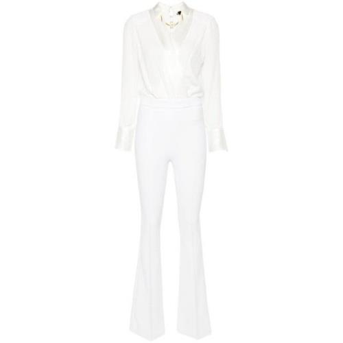 Witte Jumpsuit van Zijdeblend met Kettingdetail Elisabetta Franchi , W...