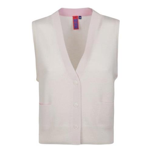 Krijt/Roze Button Vest No Name , White , Dames