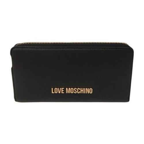 Zwarte portemonnee met rits en munt-/kaartsleuven Love Moschino , Blac...