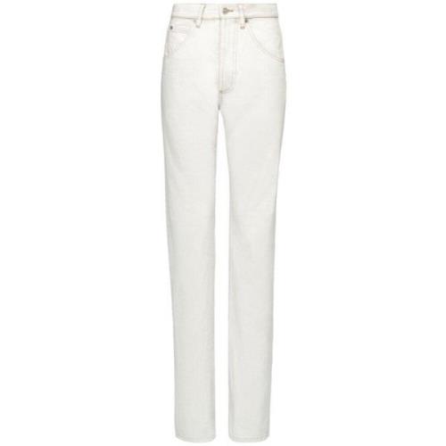 Witte Denim Jeans met Hoge Taille Maison Margiela , White , Dames