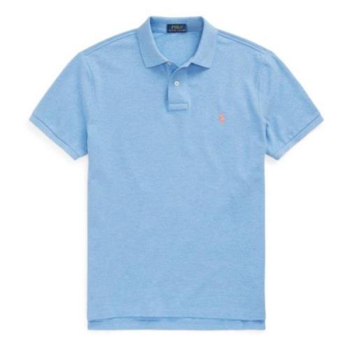 Blauwe Melange Custom Slim Fit Polo Shirt voor Heren Ralph Lauren , Bl...