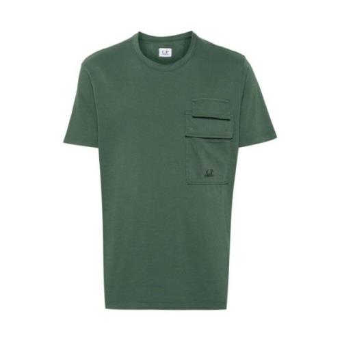 Donkergroene Katoenen T-shirt met Logo Print C.p. Company , Green , He...