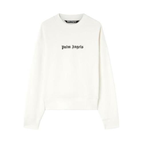 Sweatshirt met Logo Print en Crew Neck Palm Angels , White , Heren