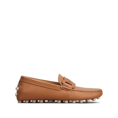 Kameelbruine Leren Schoenen met Kettingmotief Tod's , Brown , Dames