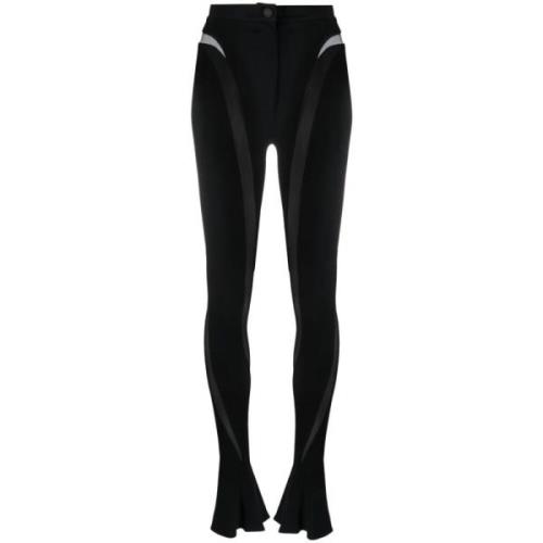 Zwarte Leggings met Doorzichtige Panelen Mugler , Black , Dames