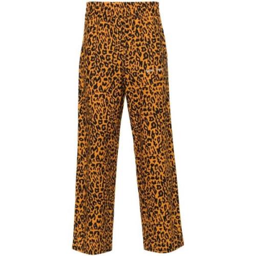 Broek met luipaardprint en elastische tailleband Palm Angels , Orange ...