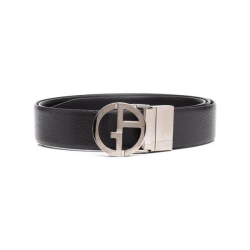 Elegant Zwart Plaat Riem Giorgio Armani , Black , Heren