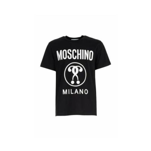 Dubbel Vraagteken Logo T-Shirt Moschino , Black , Heren