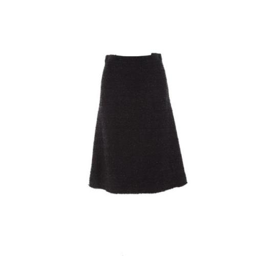 Zwarte Tweed Midi Rok Balenciaga , Black , Dames