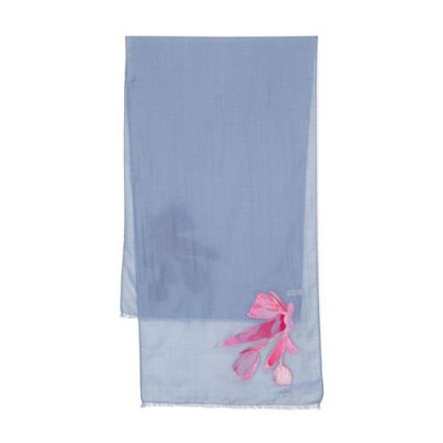 Blauw/Roze Wol Sjaal met Bloemenborduursel Paul Smith , Blue , Dames