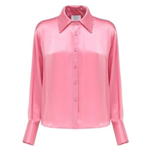 Elegante Viscose Shirt met Hoge Manchet MVP wardrobe , Pink , Dames