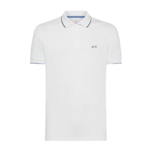 Heren Katoenen Polo Shirt Sun68 , White , Heren