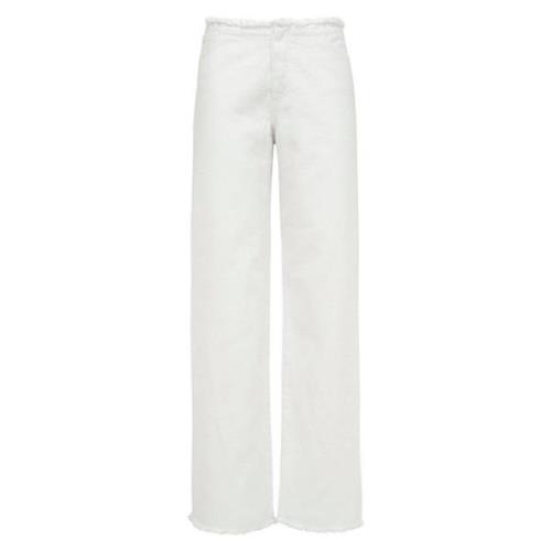 Vintage Fringed Denim Bull Pants MVP wardrobe , White , Dames