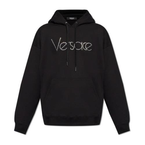Hoodie met logo Versace , Black , Heren