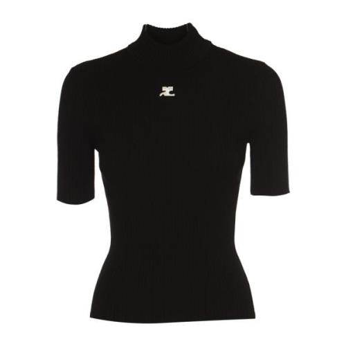 Zwart Gebreid SS Trui Courrèges , Black , Dames