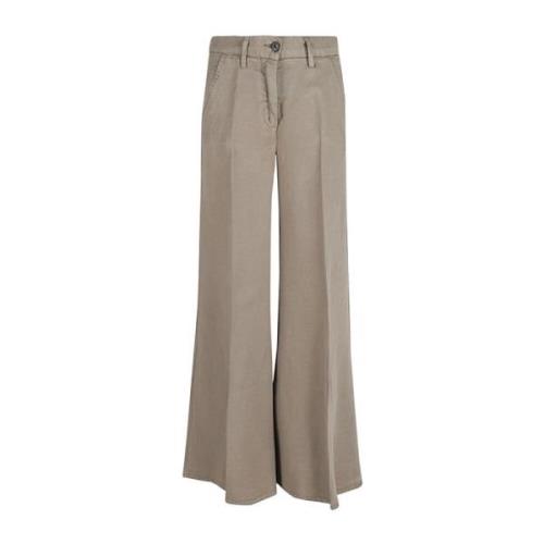Wide Trousers Via Masini 80 , Brown , Dames
