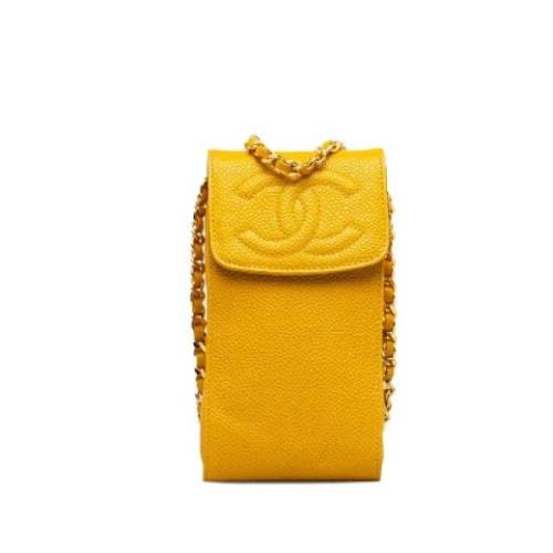Pre-owned Leather shoulder-bags Chanel Vintage , Yellow , Dames