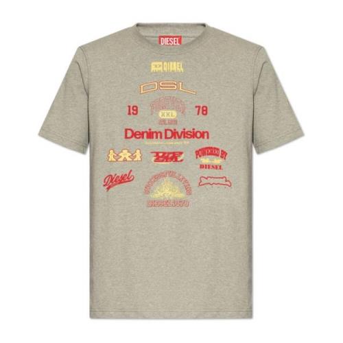 T-Just-N14 T-shirt met print Diesel , Gray , Heren