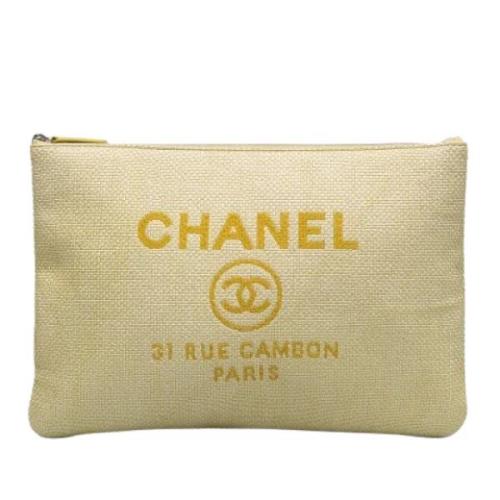 Pre-owned Raffia clutches Chanel Vintage , Beige , Dames
