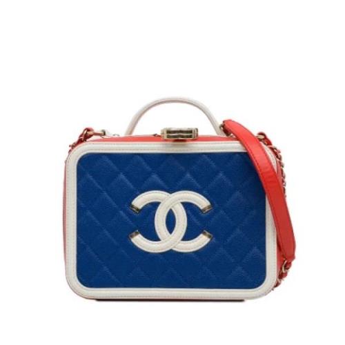 Pre-owned Leather pouches Chanel Vintage , Blue , Dames