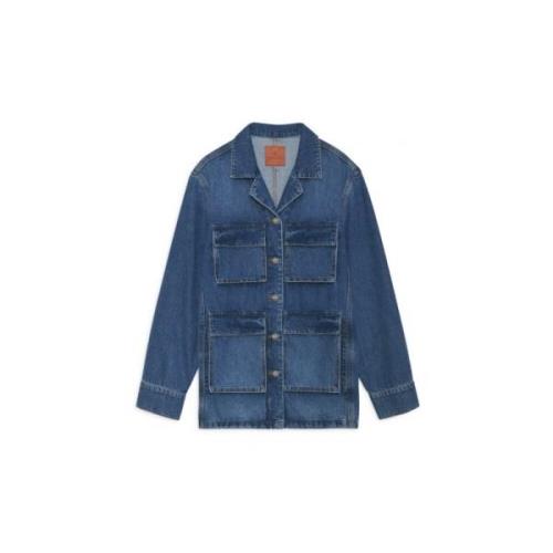 Artic Blue Denim Jack Anine Bing , Blue , Dames