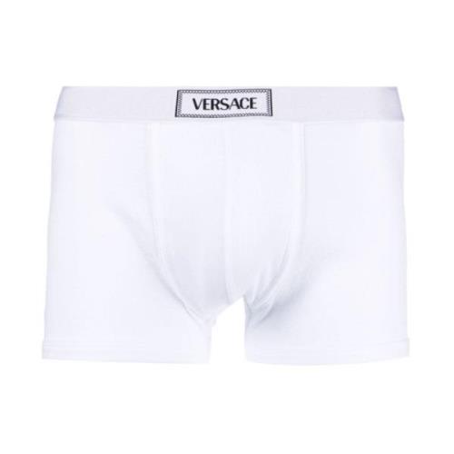 Logo Boxers Wit Stretch Katoen Versace , White , Heren