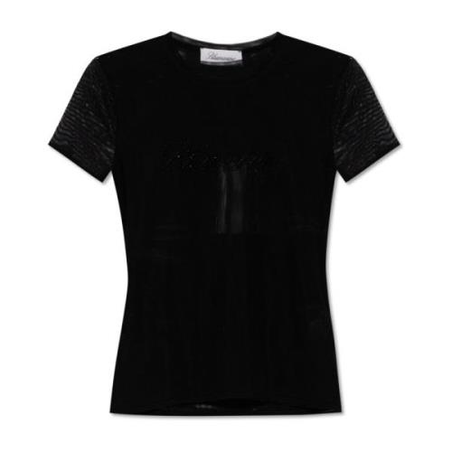 Tweelaagse transparante T-shirt Blumarine , Black , Dames