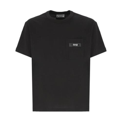 Zwarte Katoenen T-shirt voor Mannen Versace Jeans Couture , Black , He...