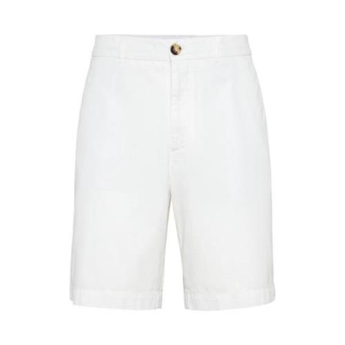 Straight Trousers Brunello Cucinelli , White , Heren