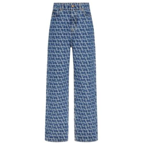 Wide Trousers Valentino , Blue , Dames