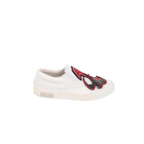 Pre-owned Leather sneakers Miu Miu Pre-owned , White , Dames