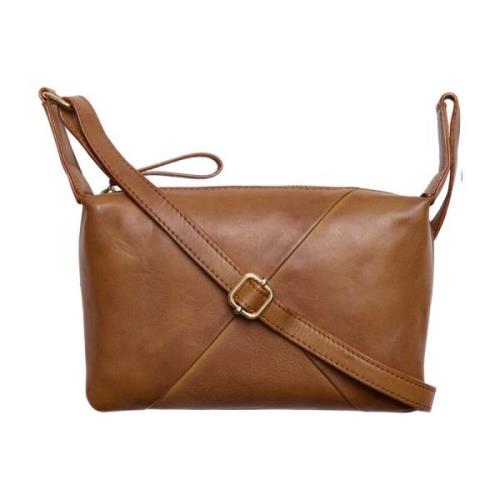 Elegante Leren Clutch met Gouden Accents Btfcph , Brown , Dames