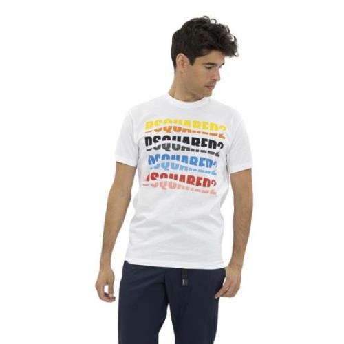 Color Wave Ronde Hals T-shirt Dsquared2 , White , Heren