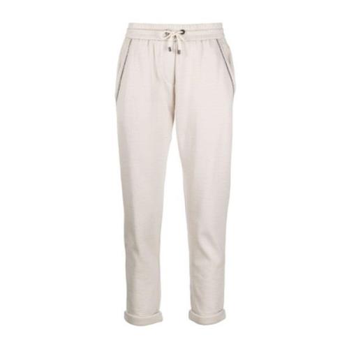 Cropped Trousers Brunello Cucinelli , White , Dames