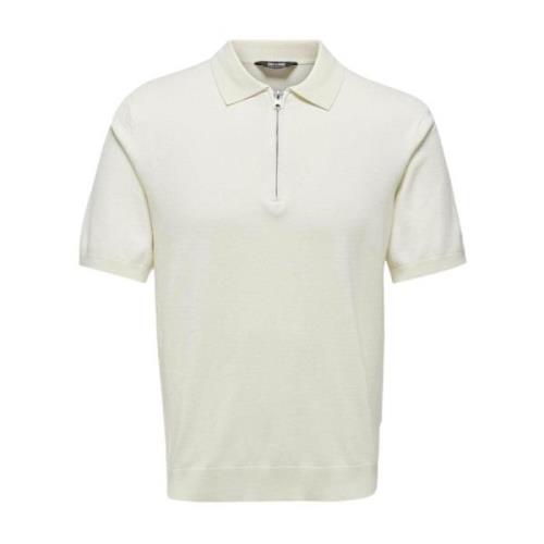 Casual Zip Polo Shirt Elevate Style Only & Sons , White , Heren