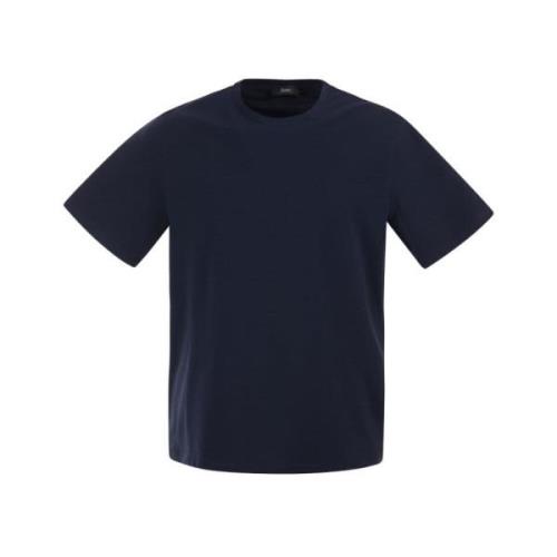 Stretch katoenen jersey T-shirt Herno , Blue , Heren