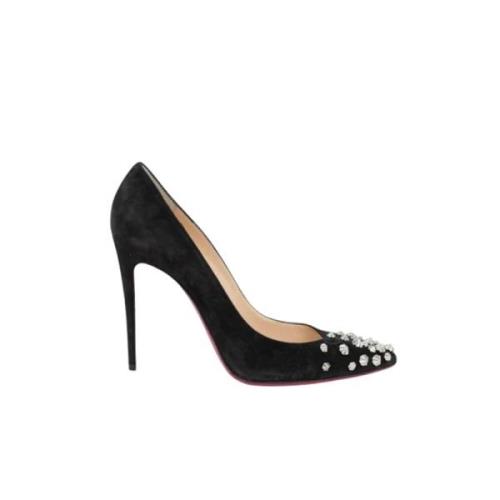 Pre-owned Suede heels Christian Louboutin Pre-owned , Black , Dames