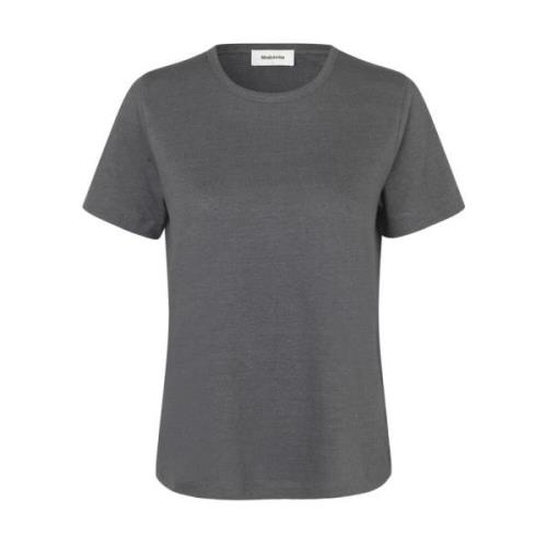 Grijs Linnen Basic T-shirt Holt Modström , Gray , Dames