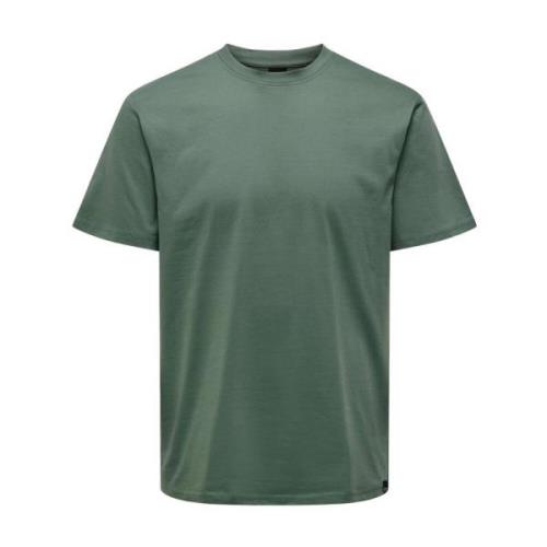 Casual Katoenen T-Shirt Only & Sons , Green , Heren